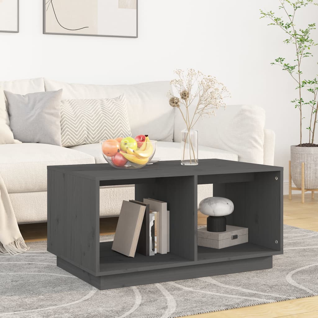 foto del prodotto tavolino da salotto grigio 80x50x40 cm legno massello di pino cod mxl 26418