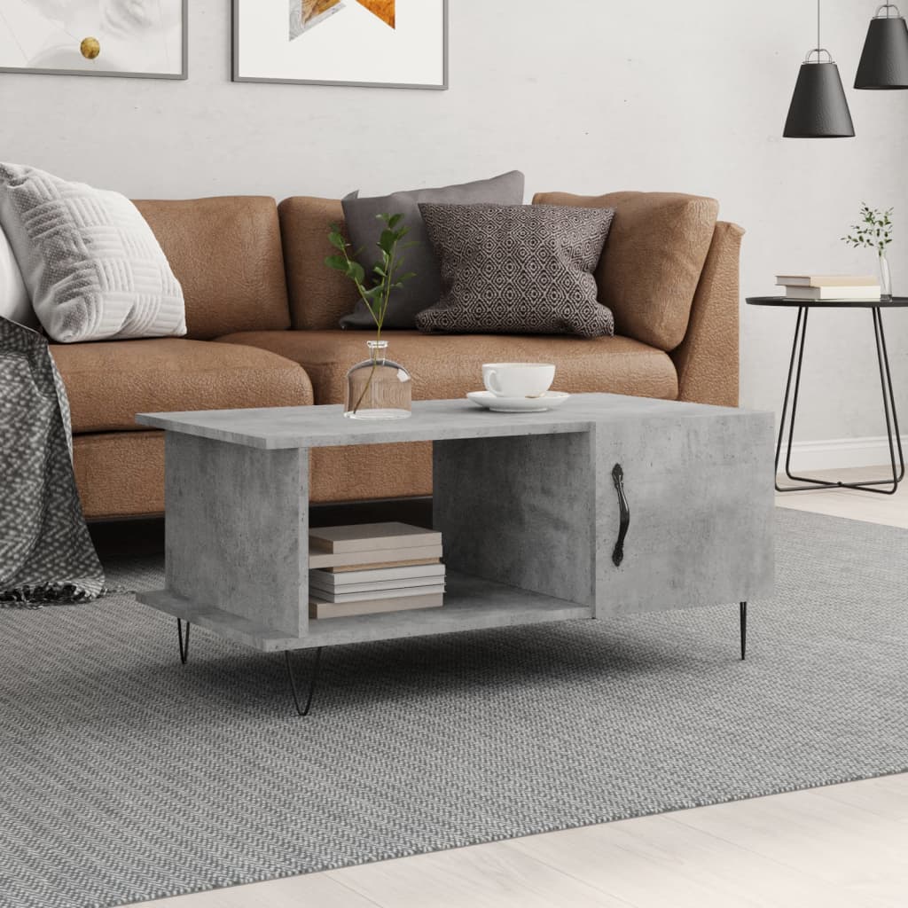 foto del prodotto tavolino da salotto grigio cemento 90x50x40cm legno multistrato