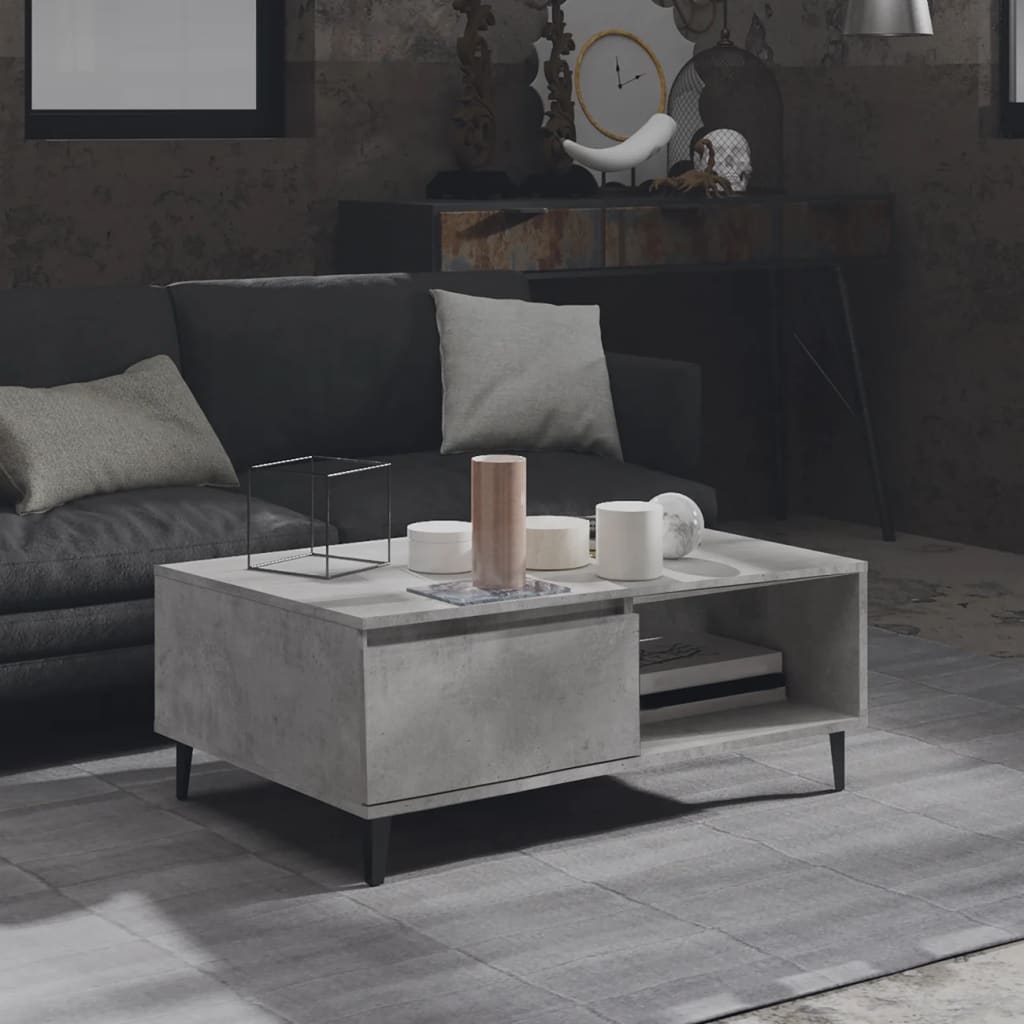 foto del prodotto tavolino da salotto grigio cemento 90x60x35 cm in truciolato cod mxl 29769