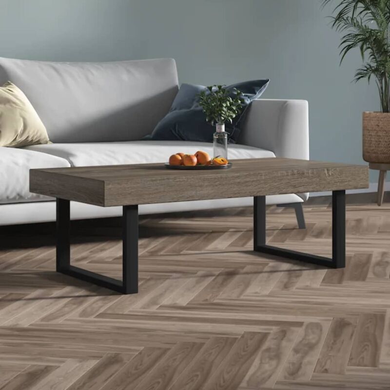 foto del prodotto tavolino da salotto grigio e nero 120x60x40 cm in mdf e ferro vidaxl