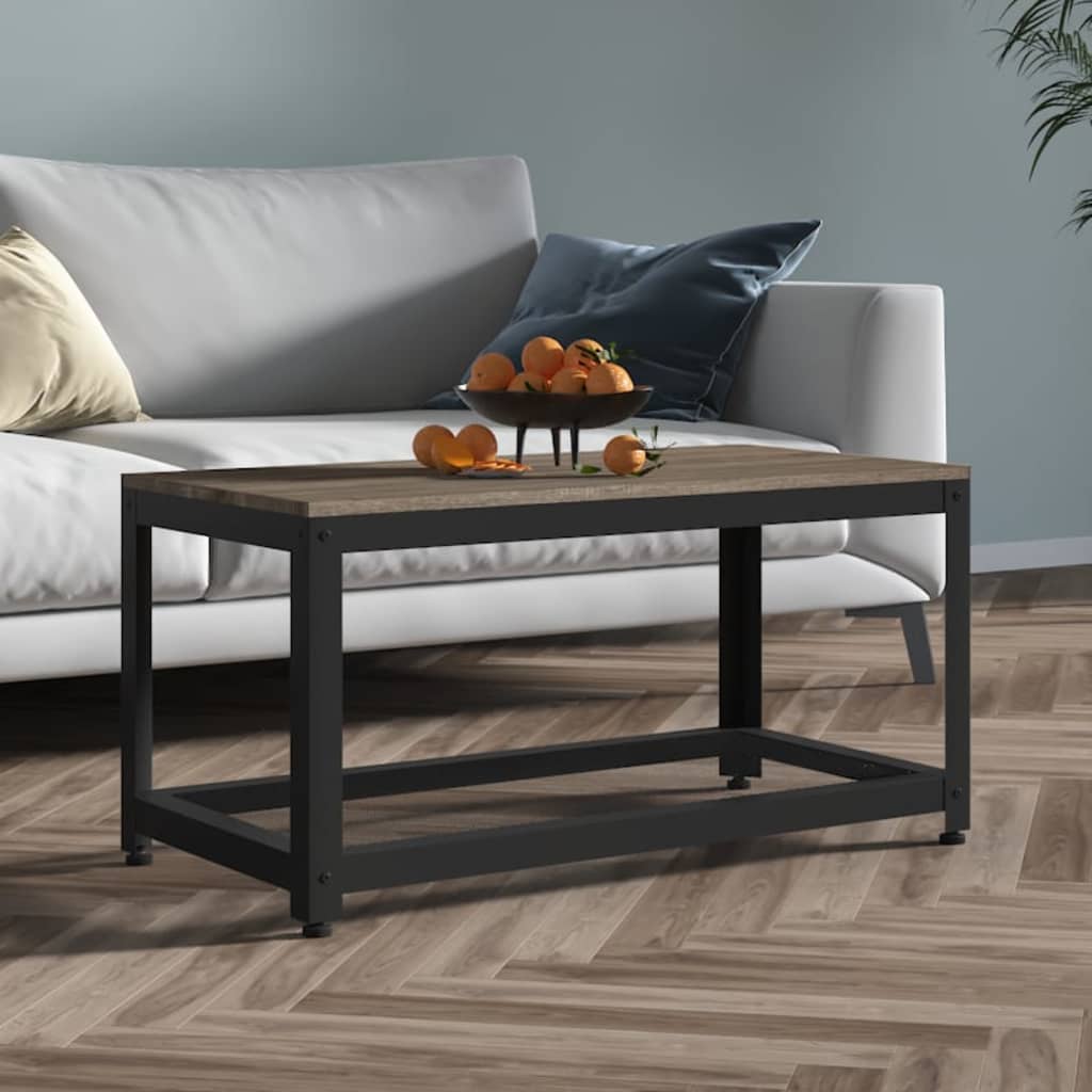 foto del prodotto tavolino da salotto grigio e nero 90x45x45 cm in mdf e ferro