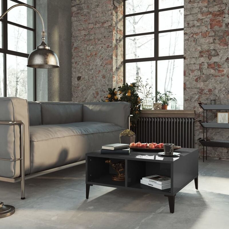 foto del prodotto tavolino da salotto grigio lucido 60x60x30 cm legno multistrato vidaxl