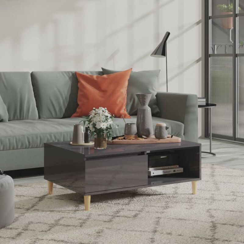 foto del prodotto tavolino da salotto grigio lucido 90x60x35 cm legno multistrato vidaxl