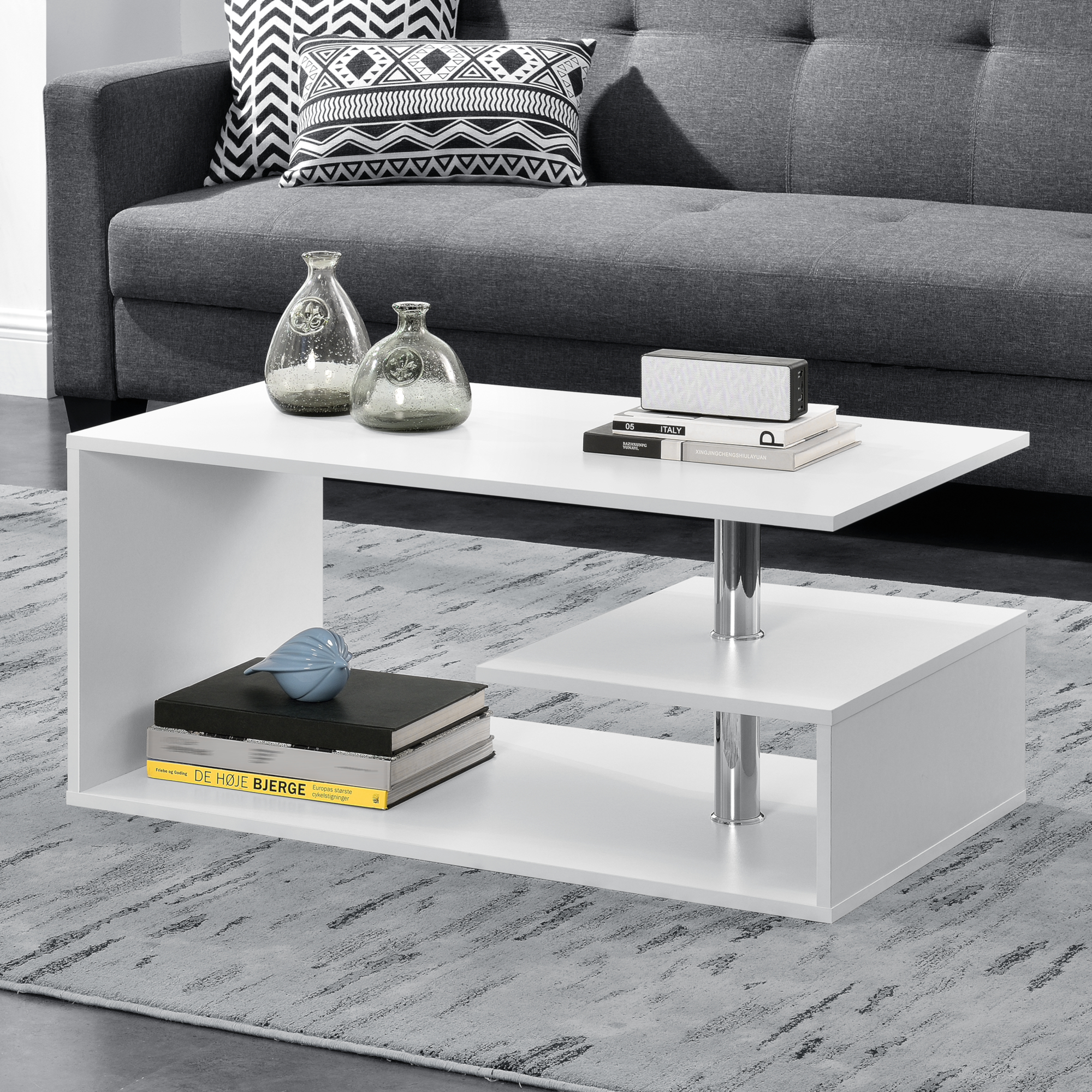 foto del prodotto tavolino da salotto haarlem con 3 piani 90 x 50 x 41 cm - bianco [en.casa]