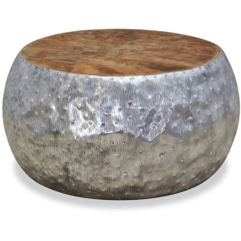 foto del prodotto tavolino da salotto in alluminio e legno di teak 60x60x30 cm vidaxl