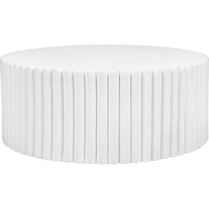 foto del prodotto tavolino da salotto in fibra di vetro mgo con piano rotondo, resistente alle macchie uv, alla ruggine, all acqua e al vento, moderno, bianco pozza.