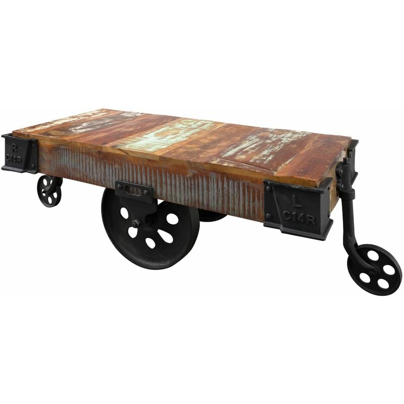 foto del prodotto tavolino da salotto in legno di legno riciclato 120x60x43 multicolore laccato industrial 18