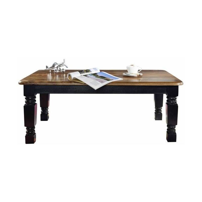 foto del prodotto tavolino da salotto in legno di sheesham palissandro 118x70x45 nero marrone laccato new boston 201