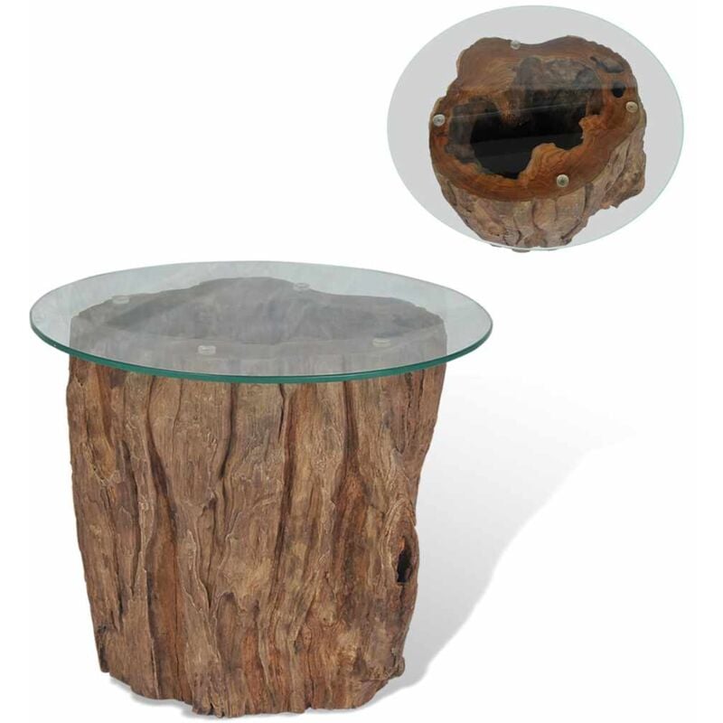 foto del prodotto tavolino da salotto in legno di teak e vetro 50x40 cm vidaxl