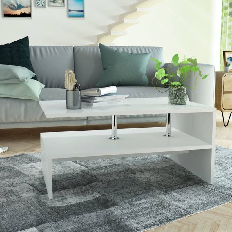 foto del prodotto tavolino da salotto in legno multistrato 90x59x42 cm bianco vidaxl