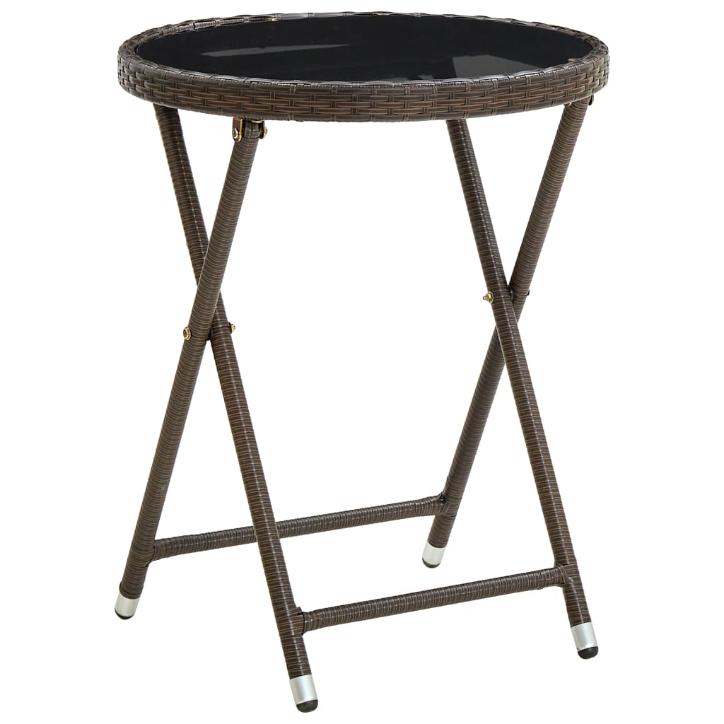 foto del prodotto tavolino da salotto marrone 60 cm polyrattan e vetro temperato cod mxl 34275