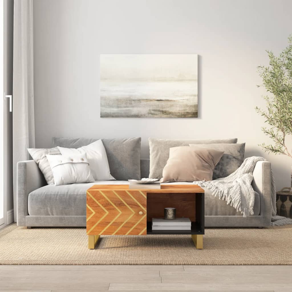 foto del prodotto tavolino da salotto marrone e nero 80x50x40 cm legno di mangocod mxl 102714