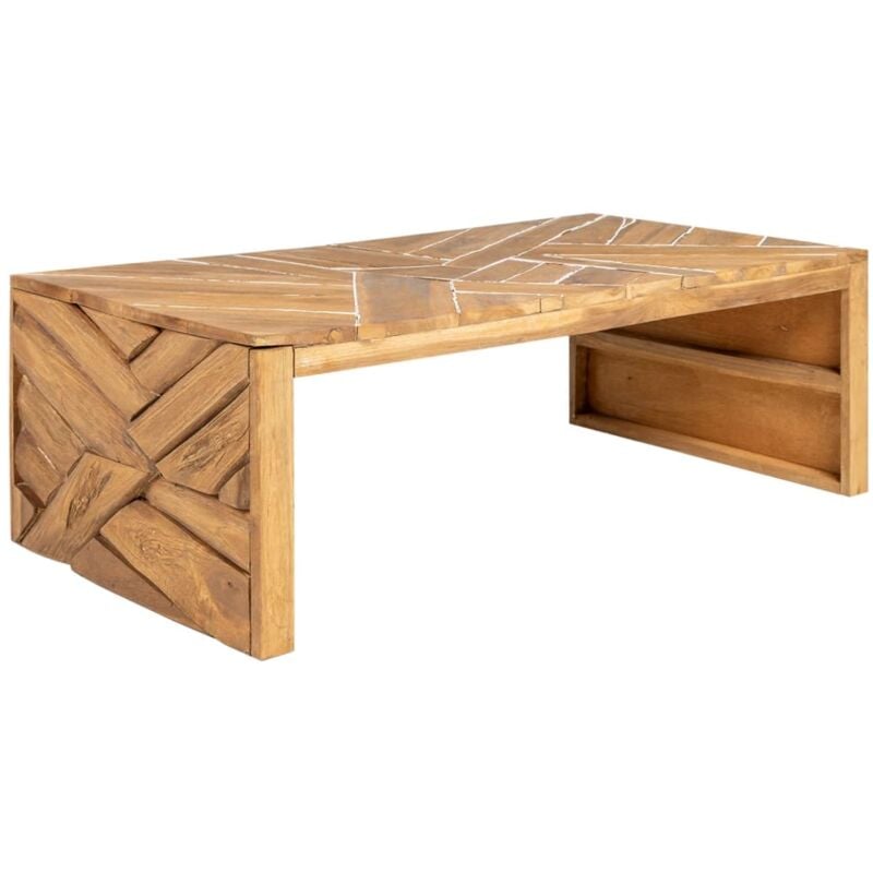 foto del prodotto tavolino da salotto massello di teak stile erosione 110x35x38cm vidaxl