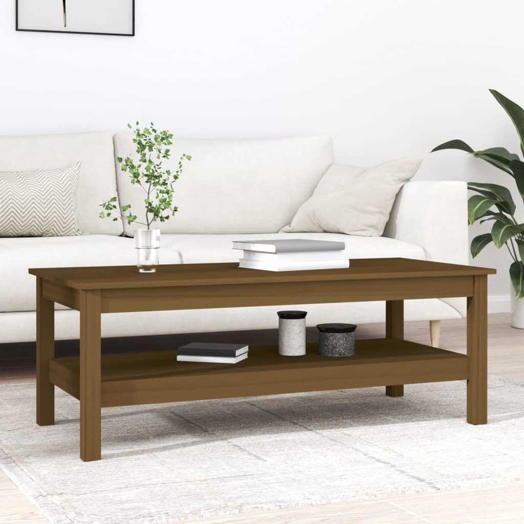 foto del prodotto tavolino da salotto miele 110x50x40 cm legno massello di pino cod mxl 25706