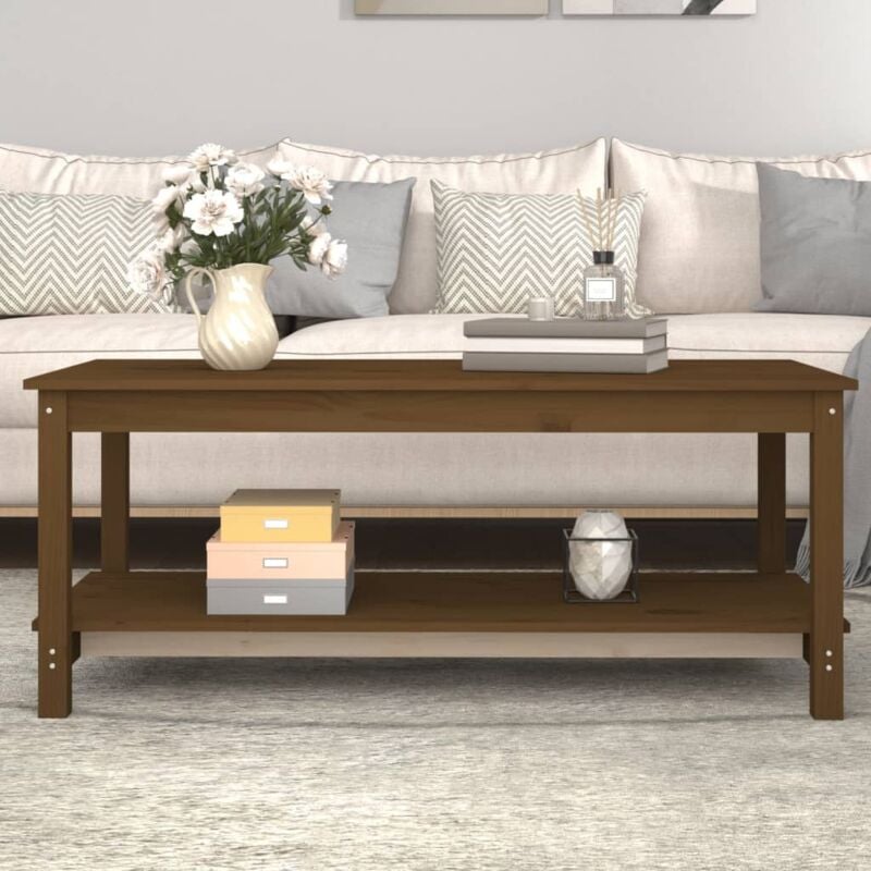foto del prodotto tavolino da salotto miele 110x55x45 cm legno massello di pino cod mxl 25685