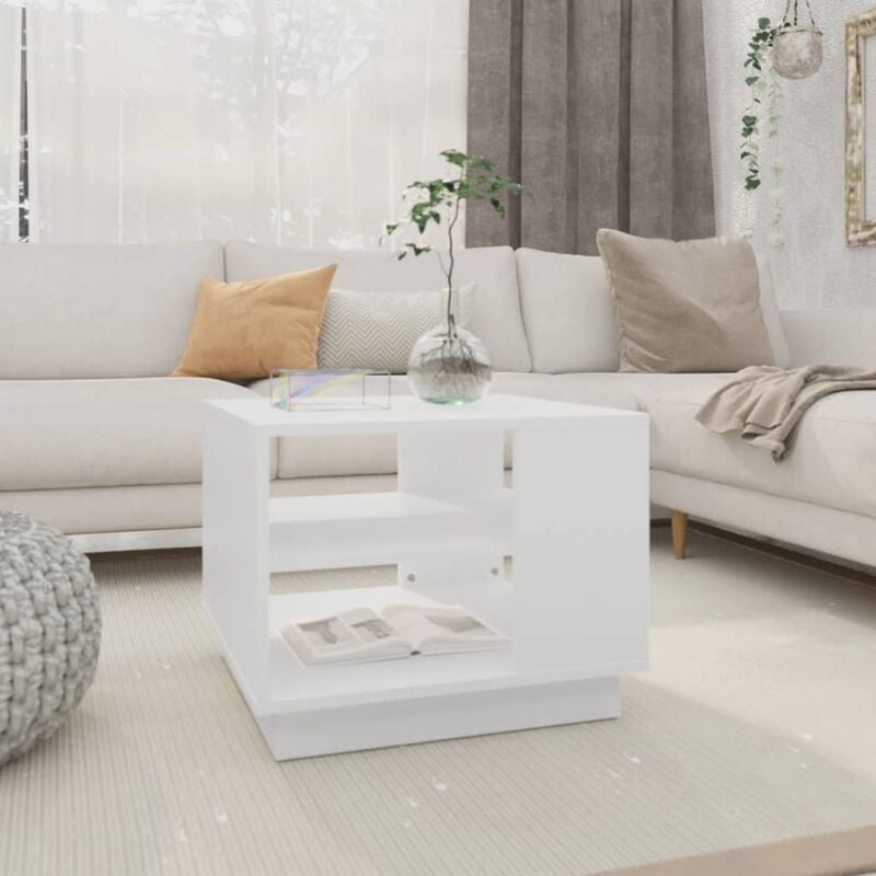 foto del prodotto tavolino da salotto moderno 55x55x43cm elegante 2 ripiani vari colori colore bianco