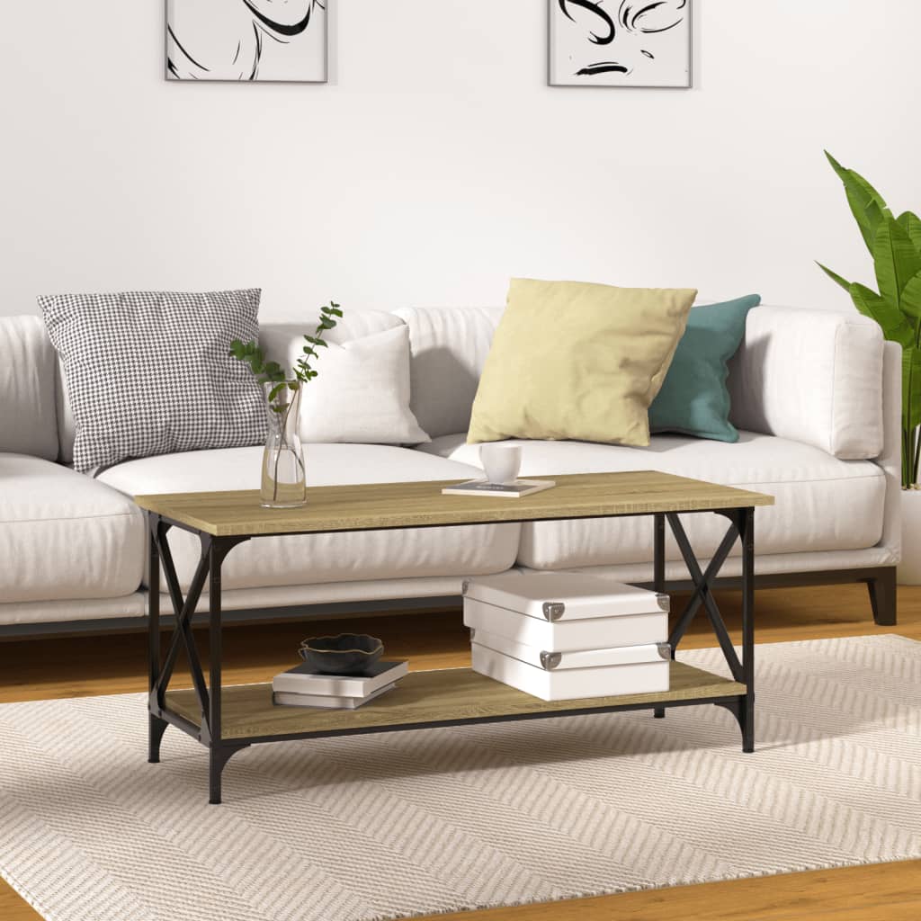 foto del prodotto tavolino da salotto nero 100x45x45 cm legno multistrato e ferro