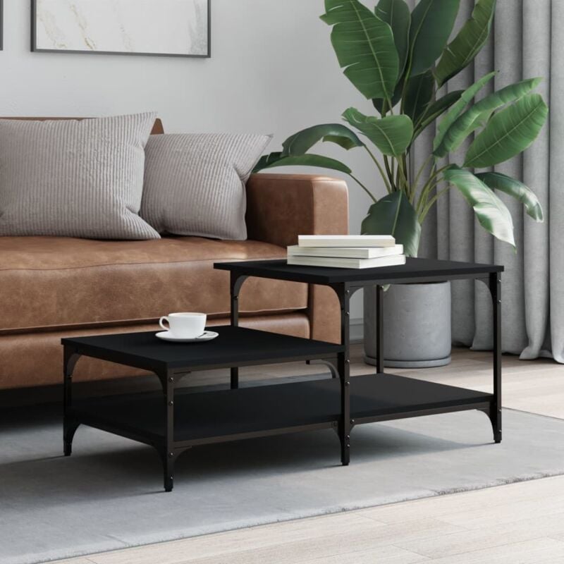 foto del prodotto tavolino da salotto nero 100x50,5x45 cm in legno multistrato
