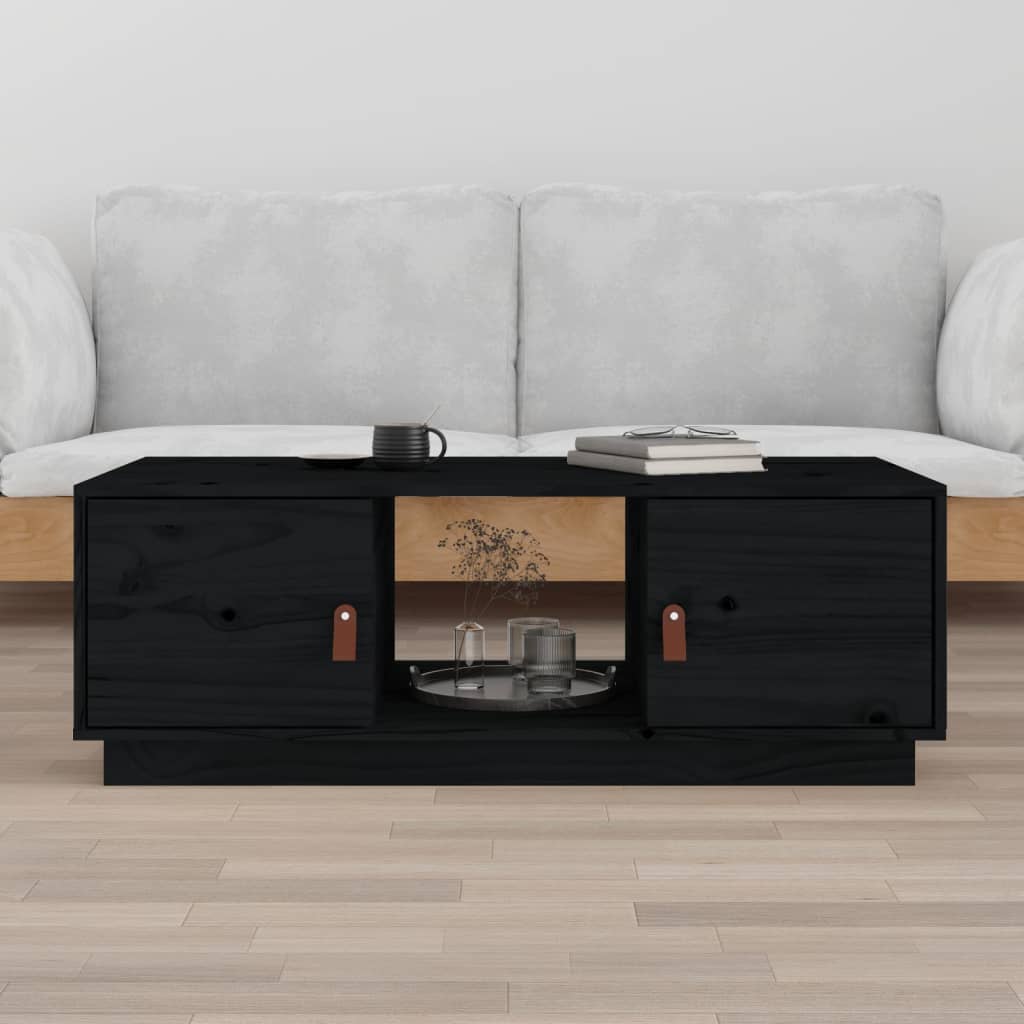 foto del prodotto tavolino da salotto nero 100x50x35 cm legno massello di pino cod mxl 27782