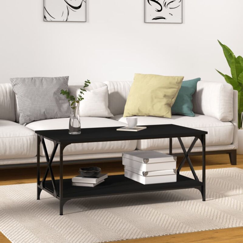 foto del prodotto tavolino da salotto nero 100x50x45 cm legno multistrato e ferro vidaxl