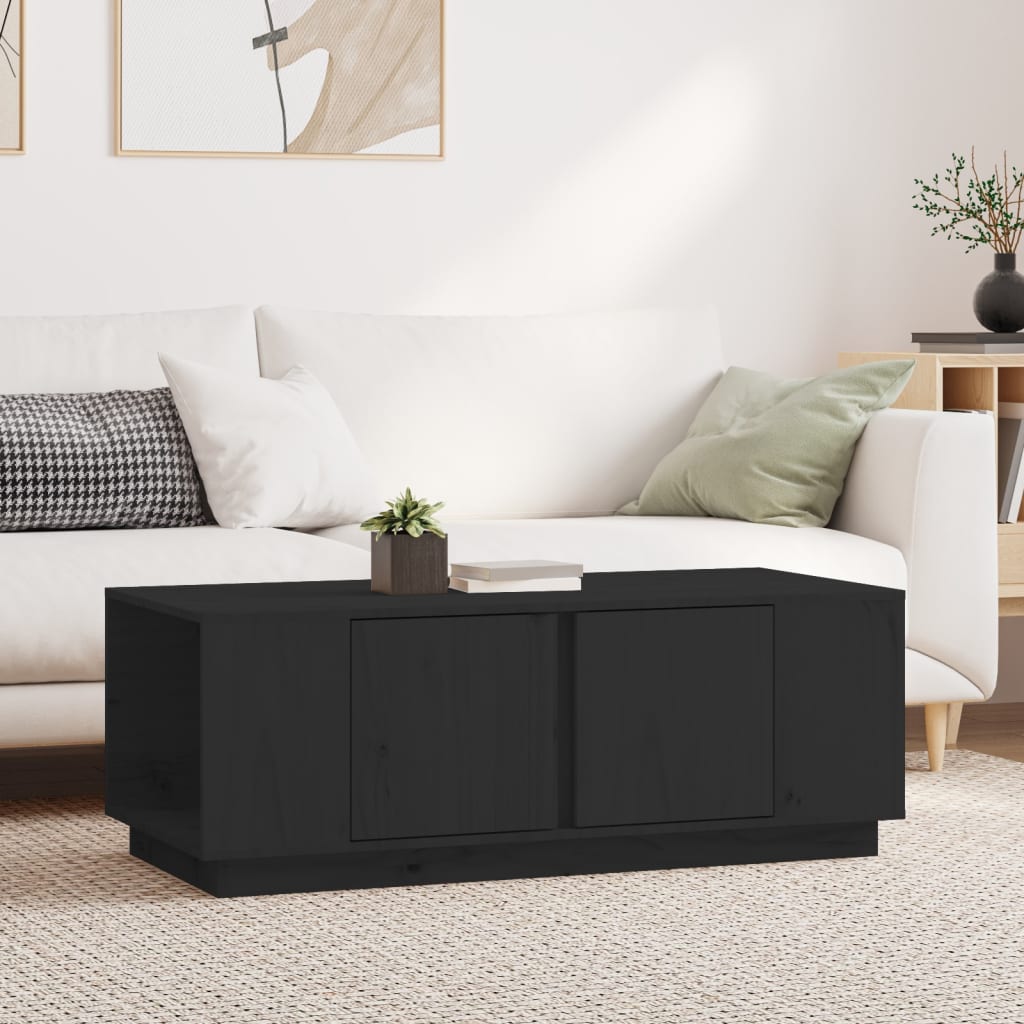 foto del prodotto tavolino da salotto nero 110x50x40 cm legno massello di pino cod mxl 26698