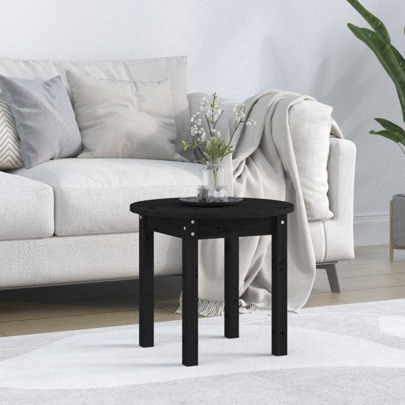 foto del prodotto tavolino da salotto nero 45x40 cm in legno massello di pino vidaxl