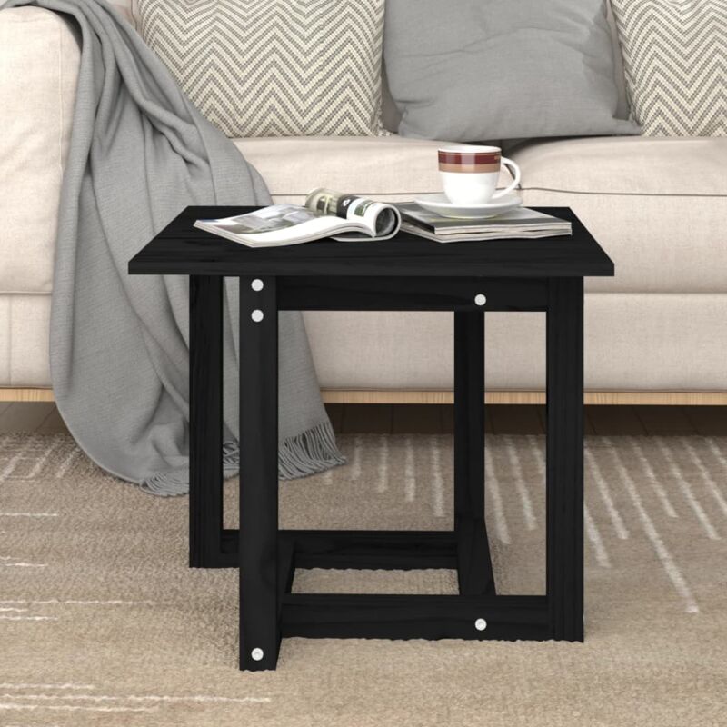 foto del prodotto tavolino da salotto nero 50x50x45 cm legno massello di pino vidaxl