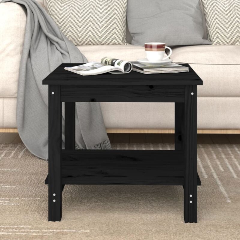 foto del prodotto tavolino da salotto nero 50x50x45 cm legno massello di pino vidaxl