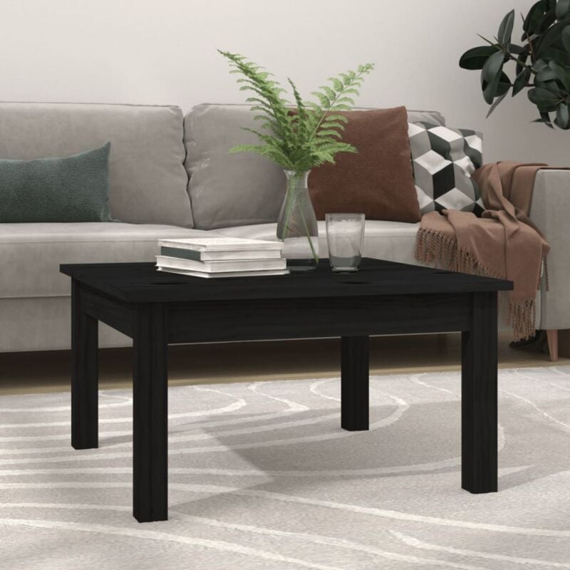 foto del prodotto tavolino da salotto nero 55x55x30 cm legno massello di pino vidaxl