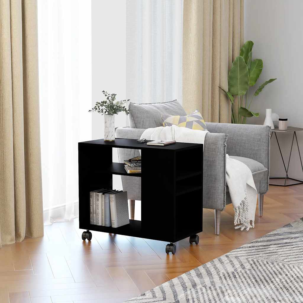 foto del prodotto tavolino da salotto nero 70x35x55 cm in legno multistrato
