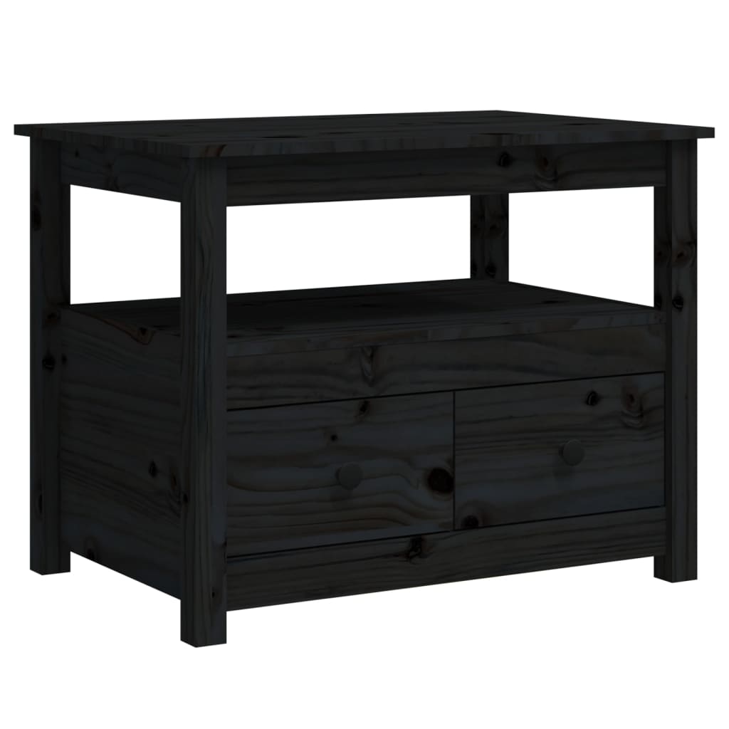 foto del prodotto tavolino da salotto nero 71x49x55 cm in legno massello di pino cod mxl 26884