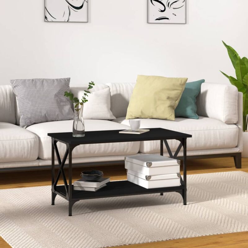 foto del prodotto tavolino da salotto nero 80x45x45 cm legno multistrato e ferro vidaxl