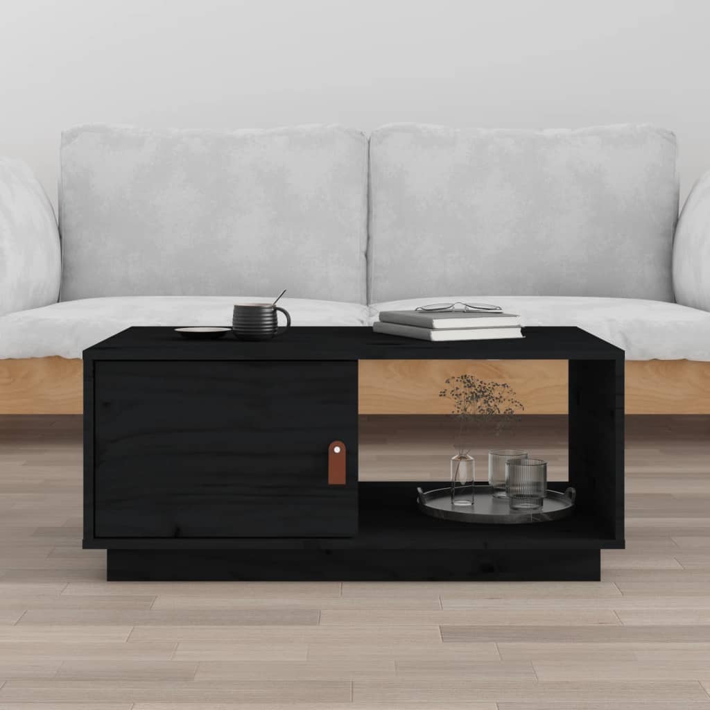 foto del prodotto tavolino da salotto nero 80x50x35,5cm in legno massello di pino cod mxl 7383