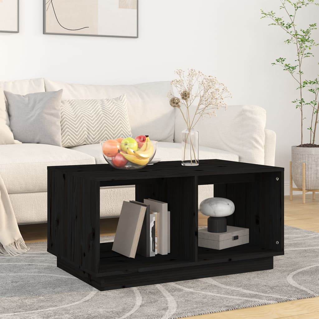 foto del prodotto tavolino da salotto nero 80x50x40 cm legno massello di pino cod mxl 26419