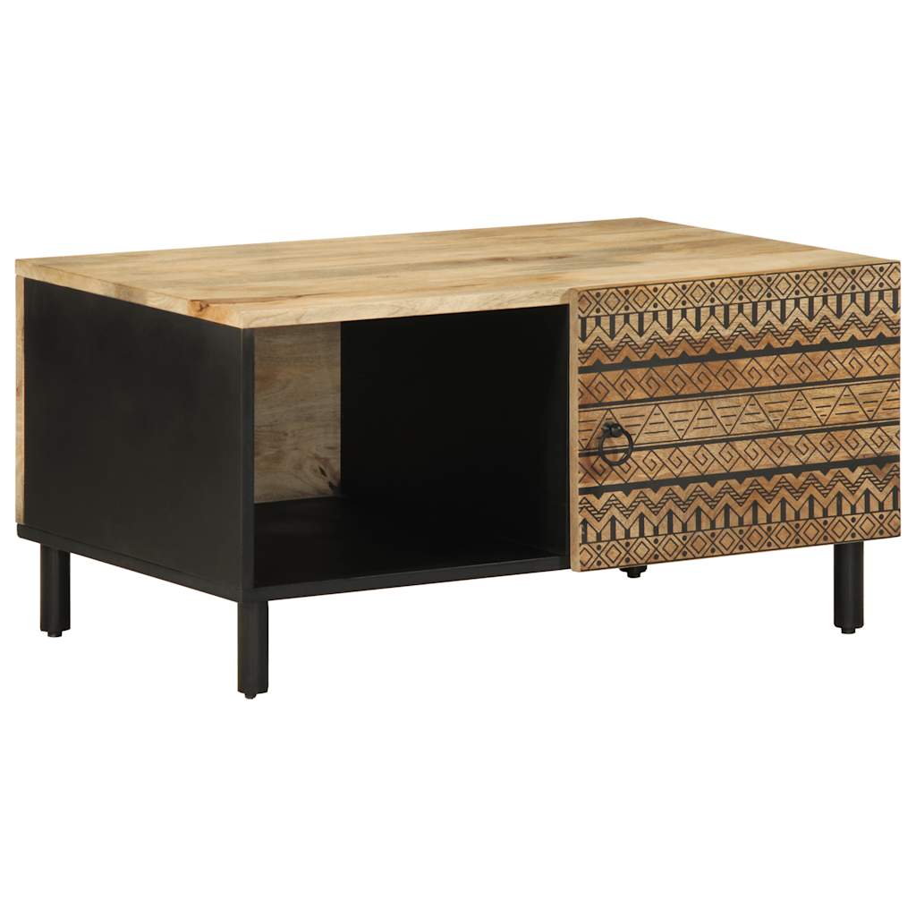 foto del prodotto tavolino da salotto nero 80x50x40cm legno massello mango grezzo