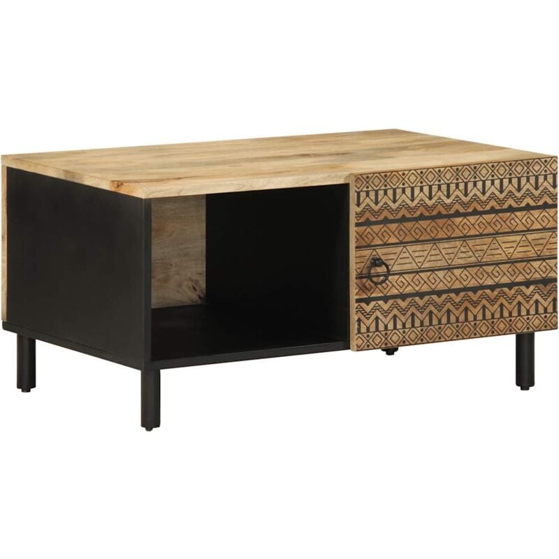 foto del prodotto tavolino da salotto nero 80x50x40cm legno massello mango grezzo vidaxl