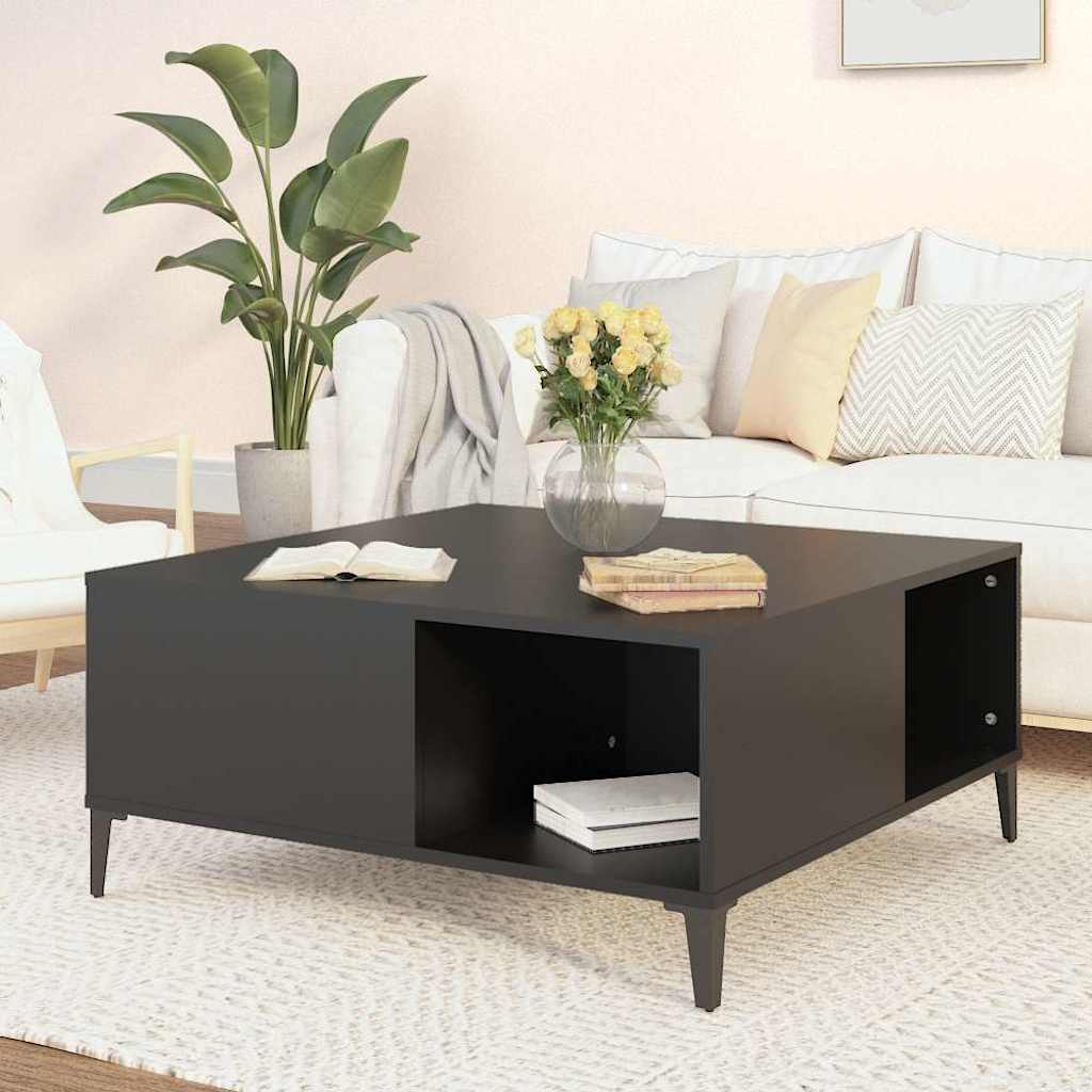foto del prodotto tavolino da salotto nero 80x80x36,5 cm in legno multistrato