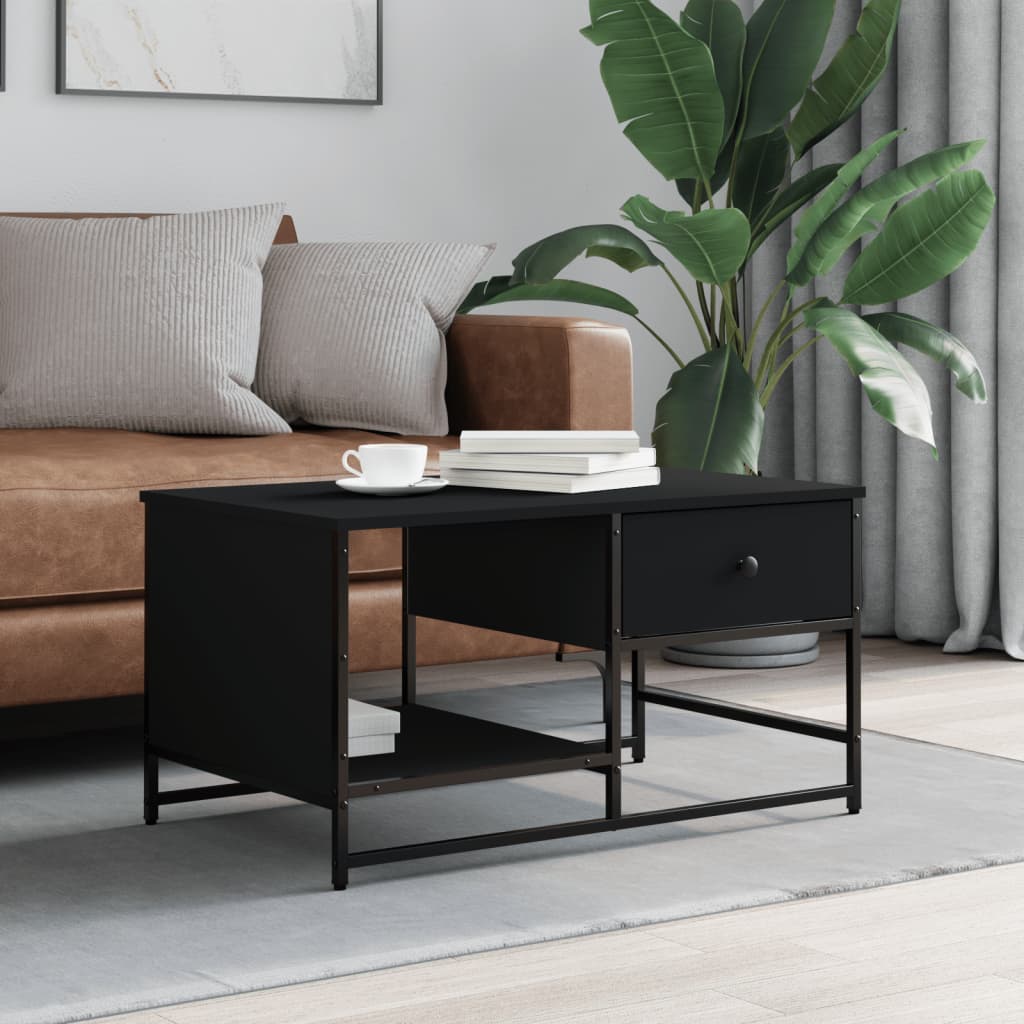 foto del prodotto tavolino da salotto nero 85,5x51x45 cm in legno multistrato