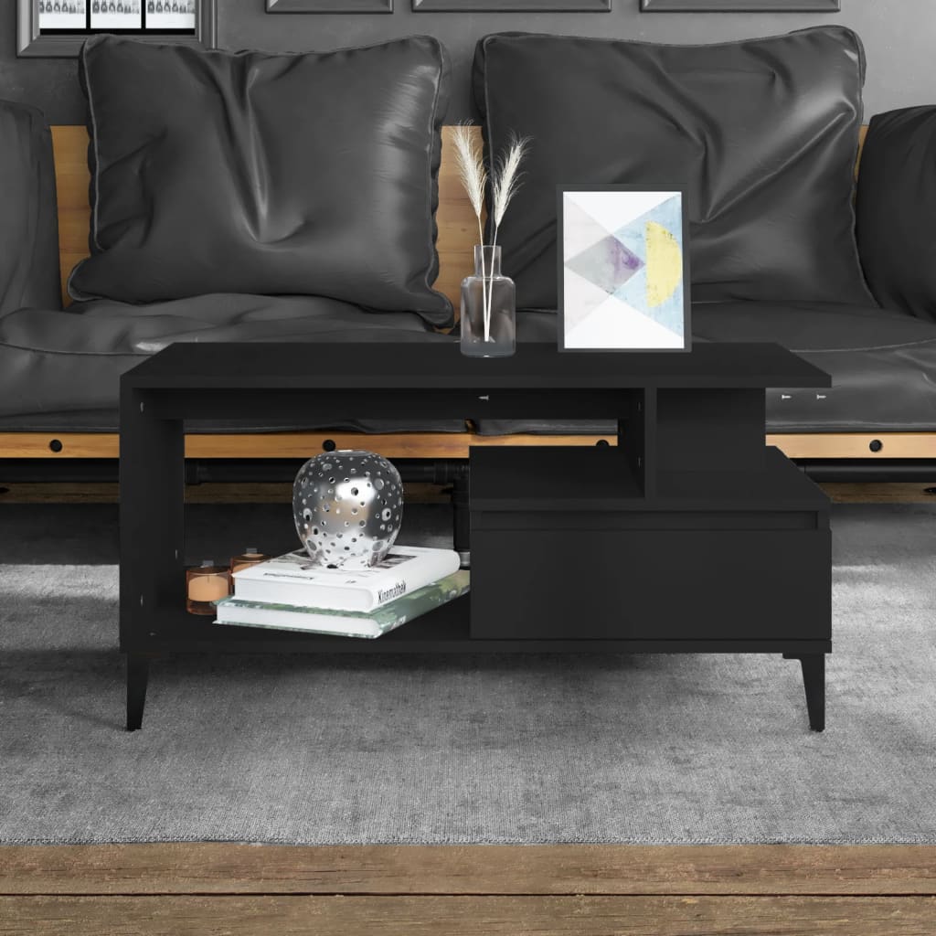 foto del prodotto tavolino da salotto nero 90x49x45 cm in legno multistrato cod mxl 12695