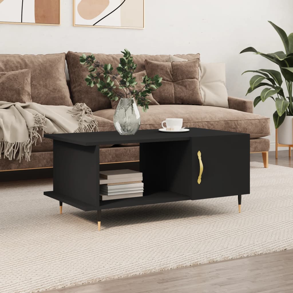 foto del prodotto tavolino da salotto nero 90x50x40 cm in legno multistrato
