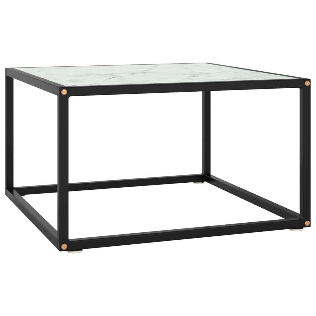 foto del prodotto tavolino da salotto nero con vetro marmo bianco 60x60x35 cm