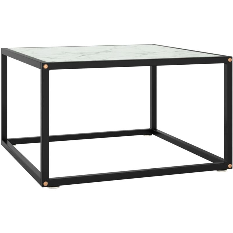 foto del prodotto tavolino da salotto nero con vetro marmo bianco 60x60x35 cm vidaxl