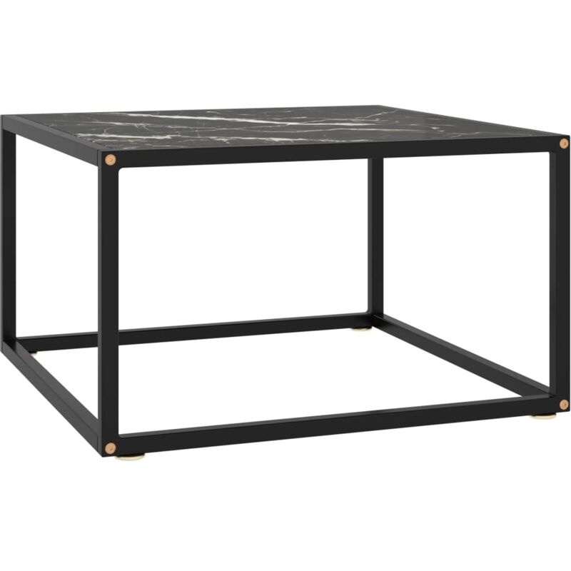 foto del prodotto tavolino da salotto nero con vetro marmo nero 60x60x35 cm vidaxl