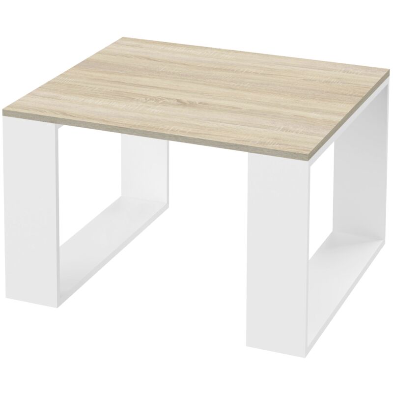 foto del prodotto tavolino da salotto quadrato 65 x 65 x 40 cm aspetto rovere bianco tavolo basso in truciolato rivestito in melamina per soggiorno divano ufficio