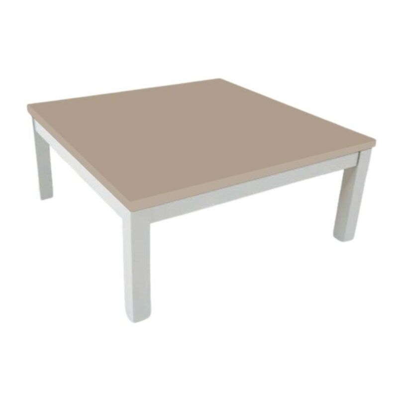 foto del prodotto tavolino da salotto quadrato 80 cm struttura color bianco e piano argilla tratto