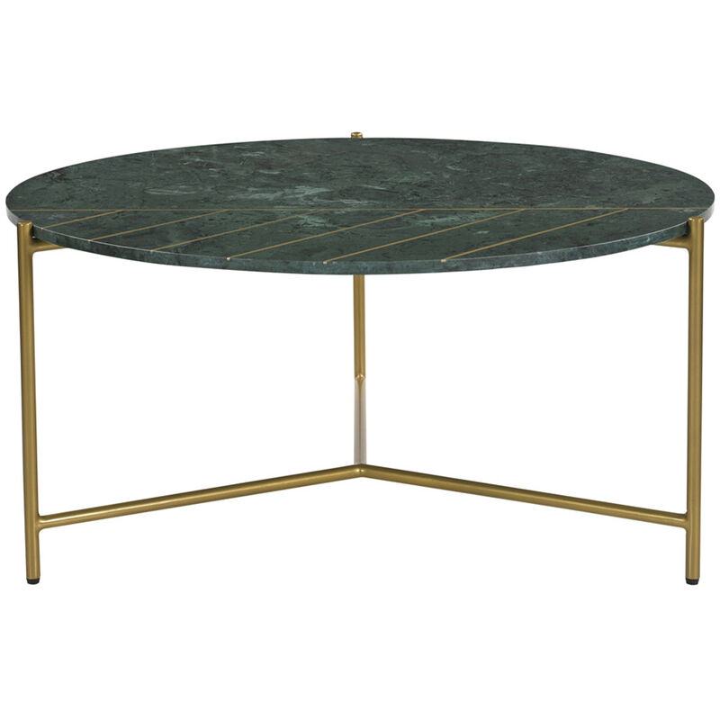 foto del prodotto tavolino da salotto rotondo design in marmo verde e ottone d90 cm sillon