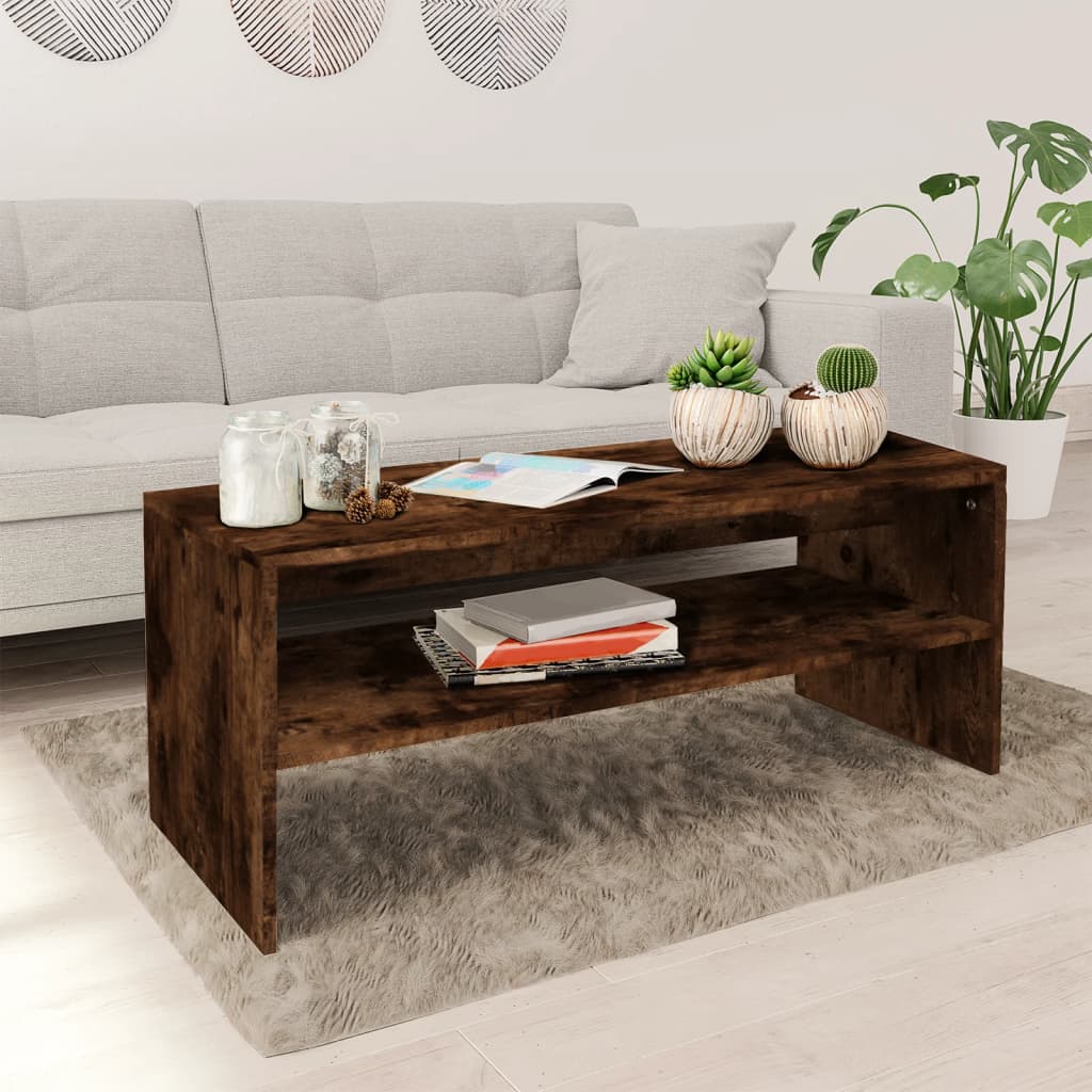 foto del prodotto tavolino da salotto rovere fumo 100x40x40 cm legno multistrato cod mxl 6895