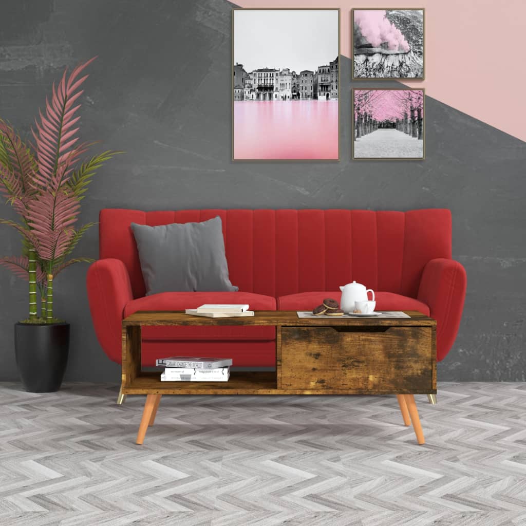 foto del prodotto tavolino da salotto rovere fumo 100x49,5x43 cm in truciolato