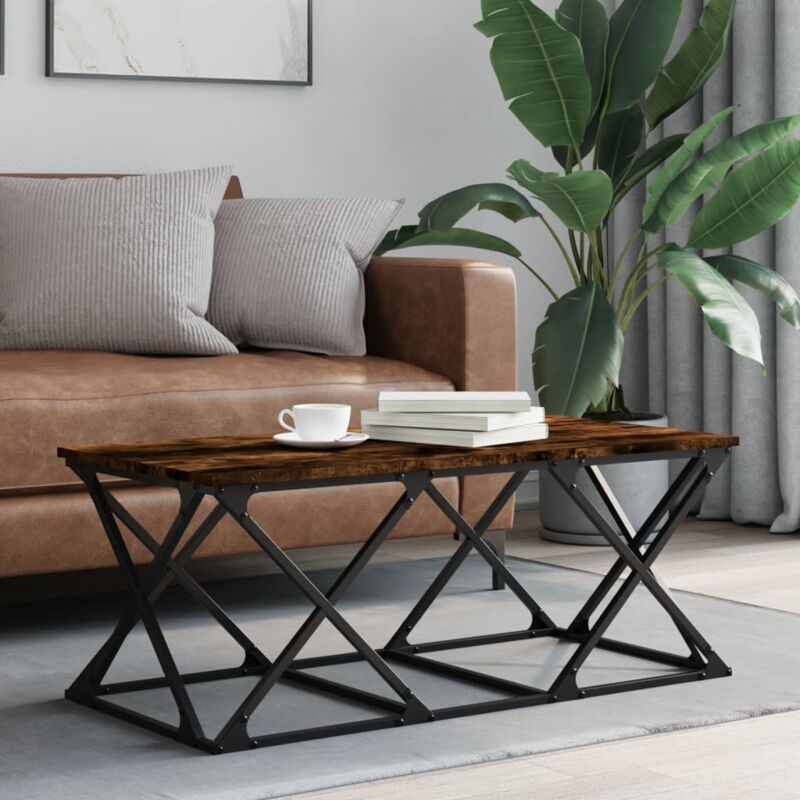 foto del prodotto tavolino da salotto rovere fumo 100x49x40 cm legno multistrato vidaxl