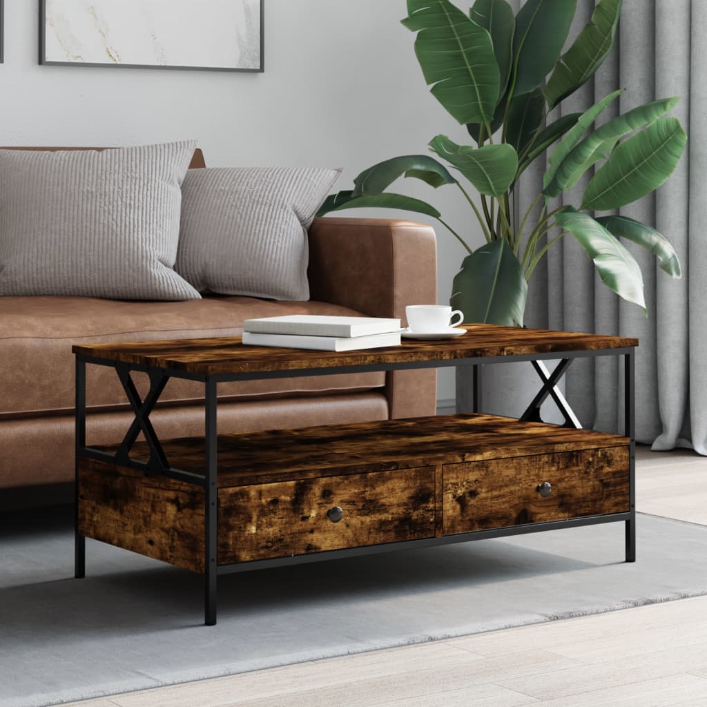 foto del prodotto tavolino da salotto rovere fumo 100x51x45 cm legno multistratocod mxl 106747